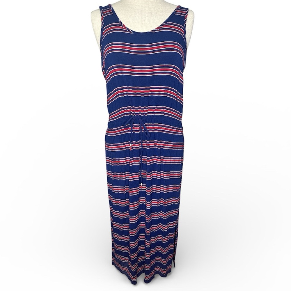 Brooks Brothers Blue and Red Striped Sleeveless Dress Medium